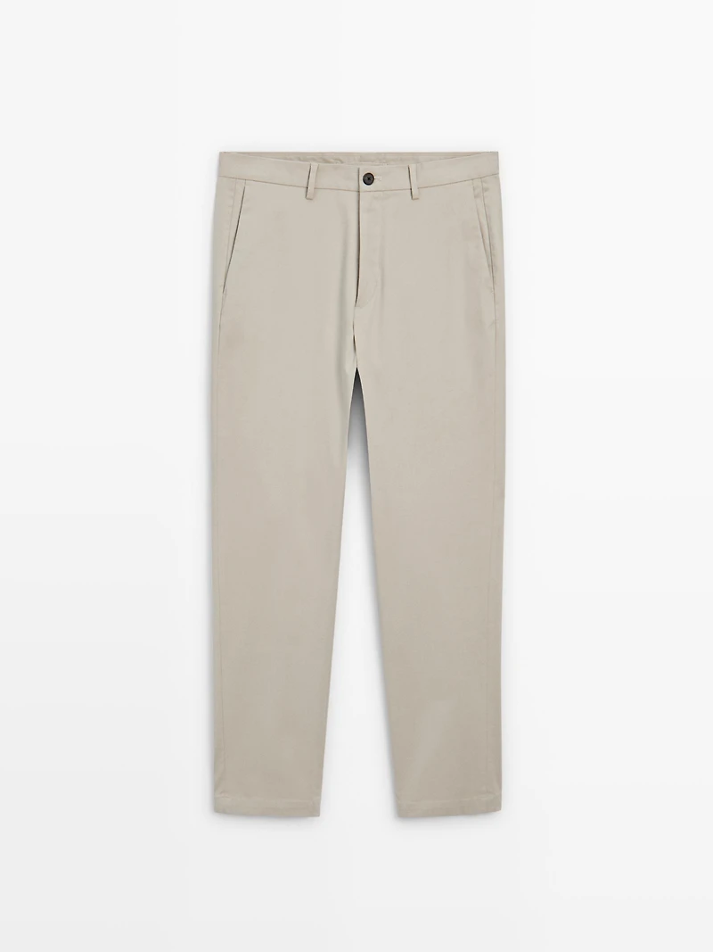 100% cotton slim fit trousers
