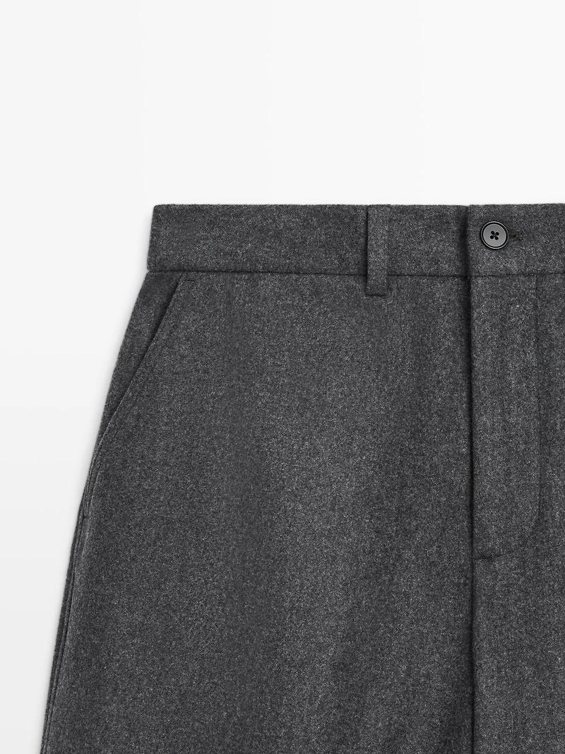 Wool blend flannel trousers