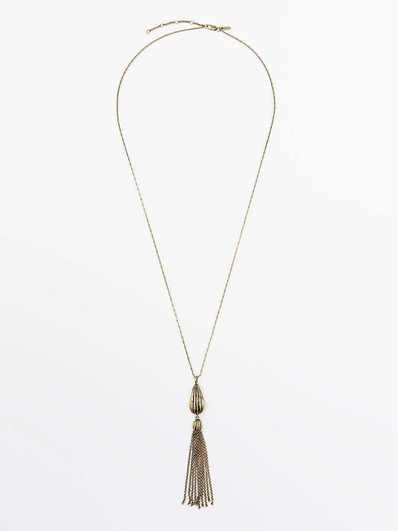 Pendentif long cacao houppe