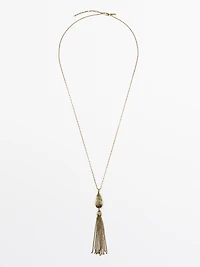 Pendentif long cacao houppe