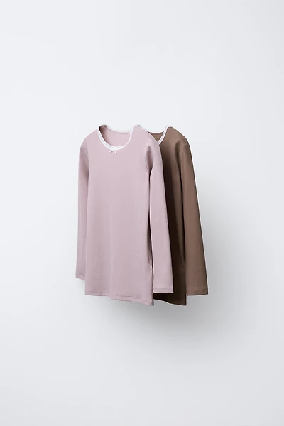 2-6 YEARS / TWO-PACK OF RIBBED LACE TRIM T-SHIRTS