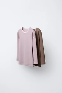 2-6 YEARS / TWO-PACK OF RIBBED LACE TRIM T-SHIRTS