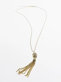 Pendentif long cacao houppe