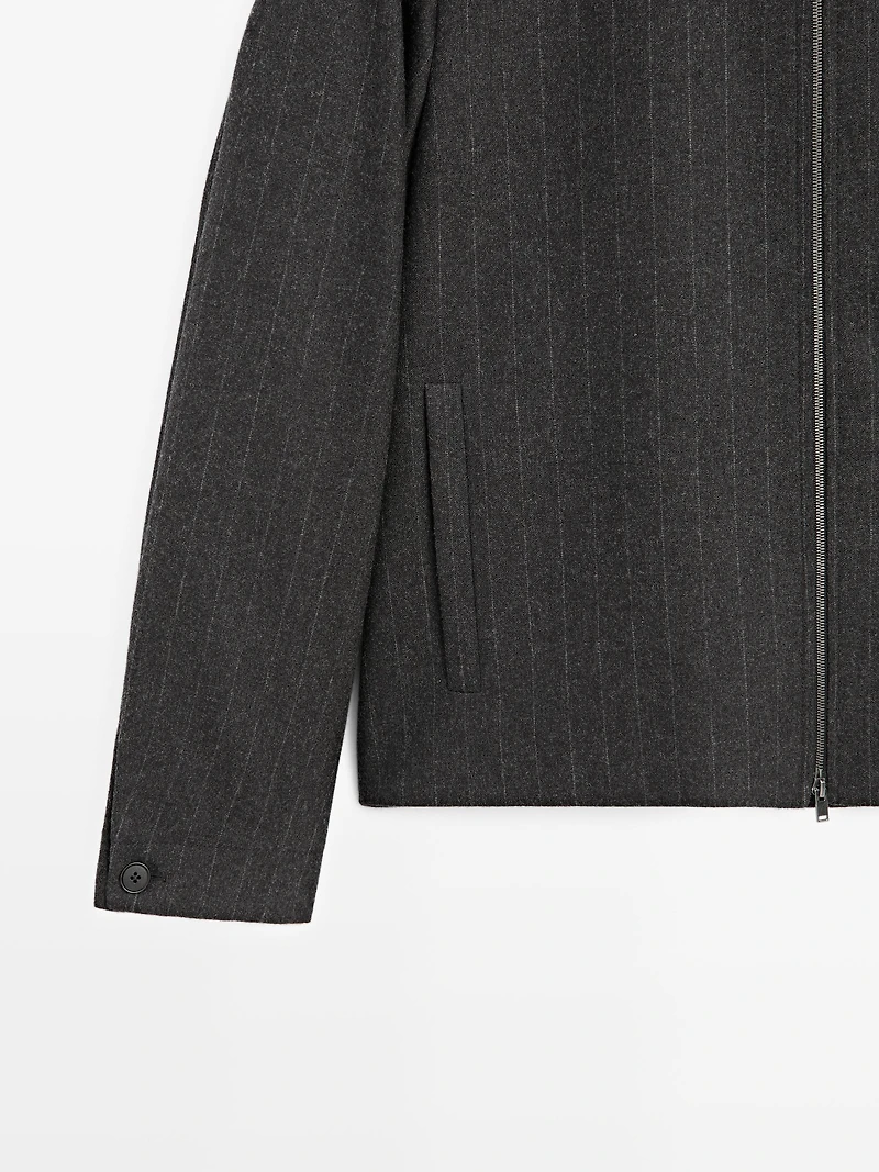 Striped wool blend jacket