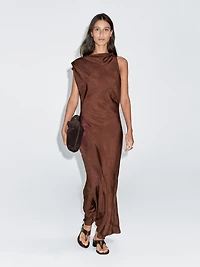 Long satin dress with open back