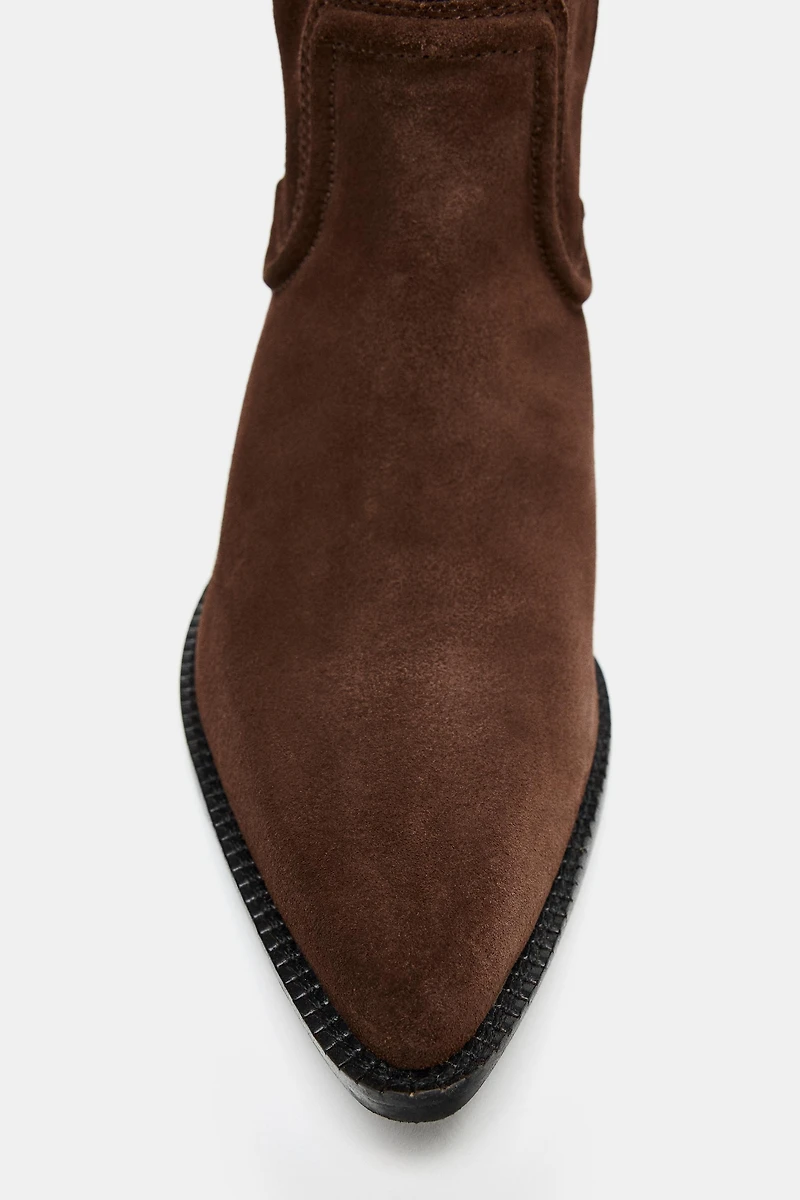SPLIT LEATHER HEELED COWBOY BOOTS