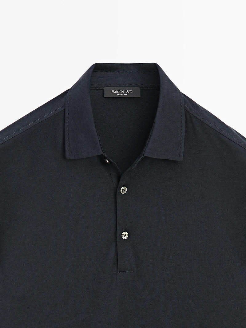 Pull polo en maille de laine mélangée
