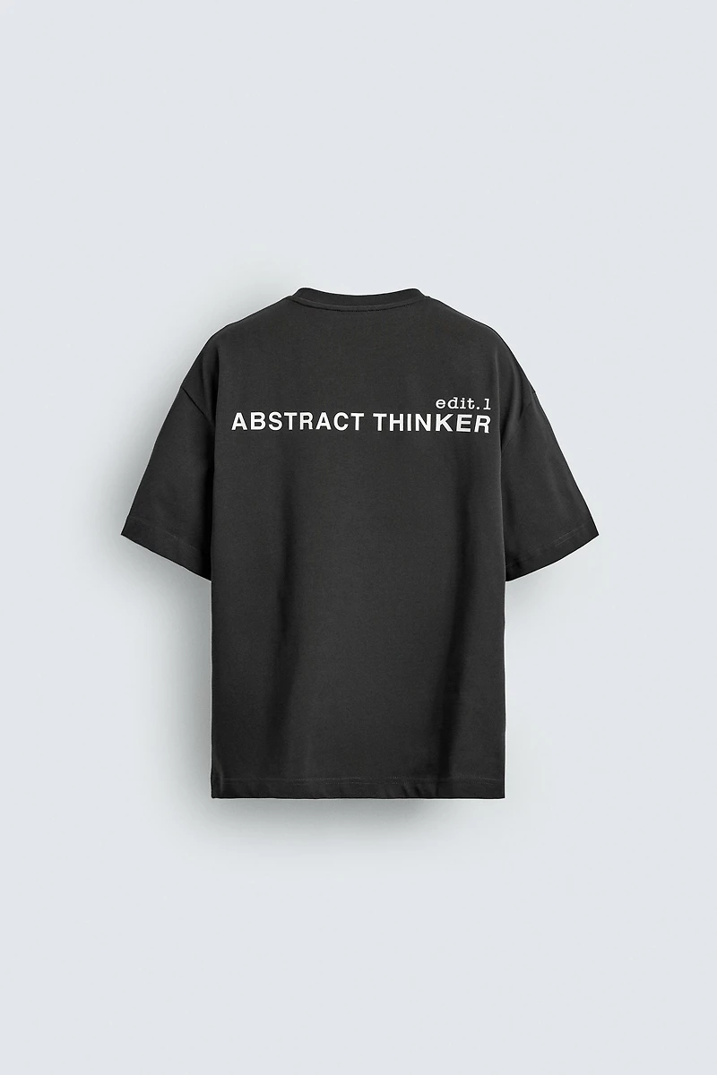 CONTRAST TEXT BOXY FIT T-SHIRT