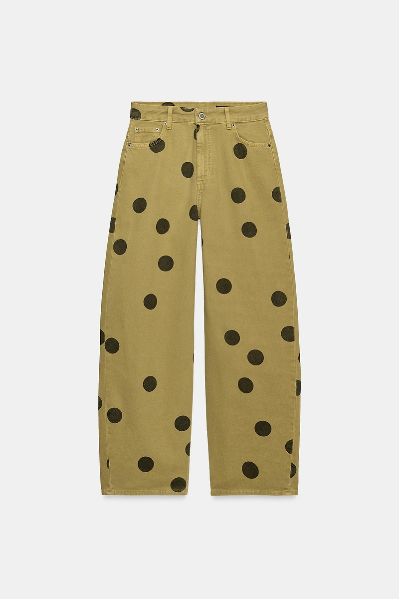 ZW COLLECTION MID-RISE POLKA DOT BARREL JEANS