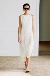 ZW COLLECTION FRINGED LINEN DRESS
