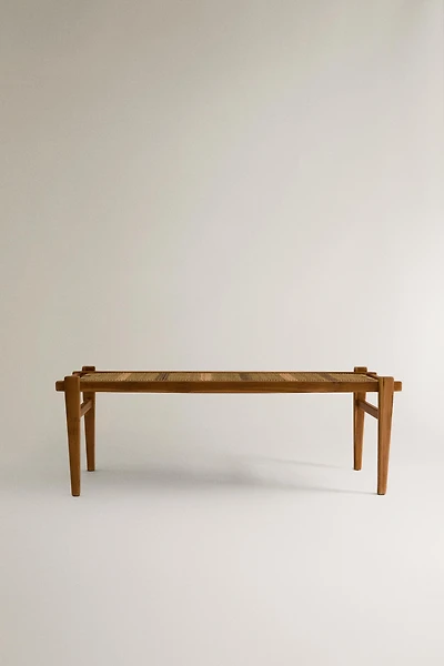 MULTICOLORED RATTAN TEAK BENCH