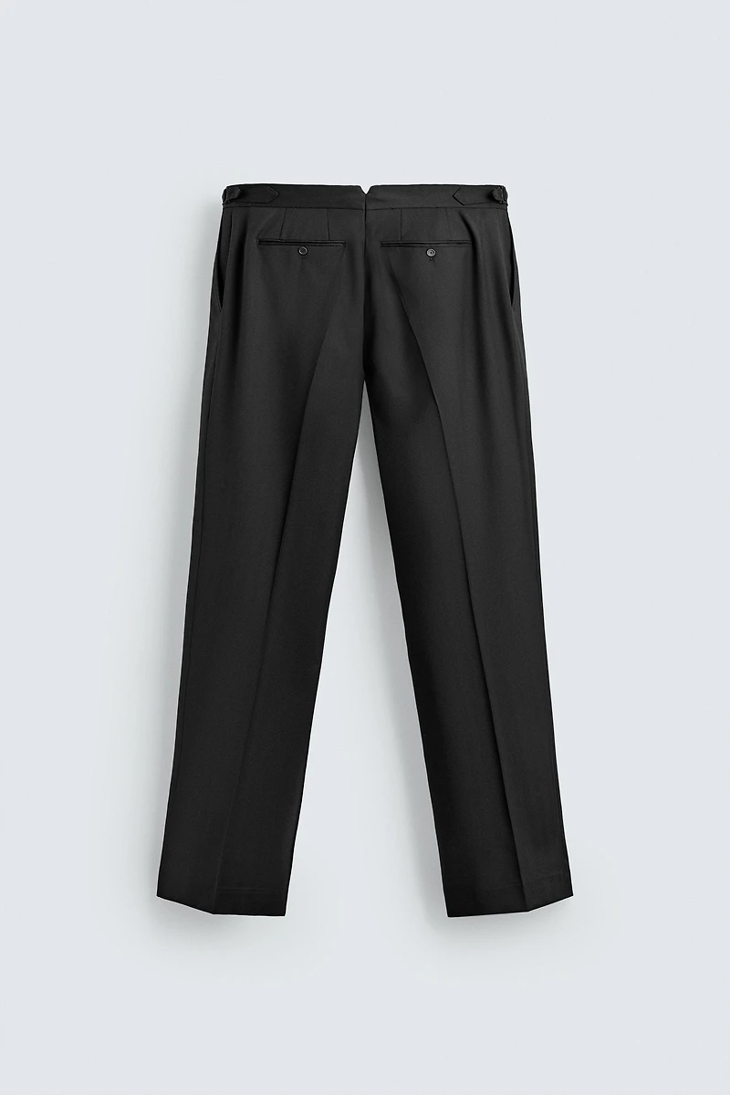 100% WOOL PLEATED SUIT PANTS