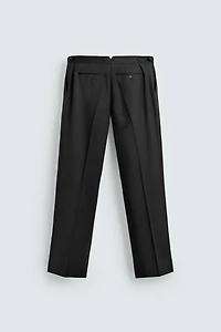 100% WOOL PLEATED SUIT PANTS