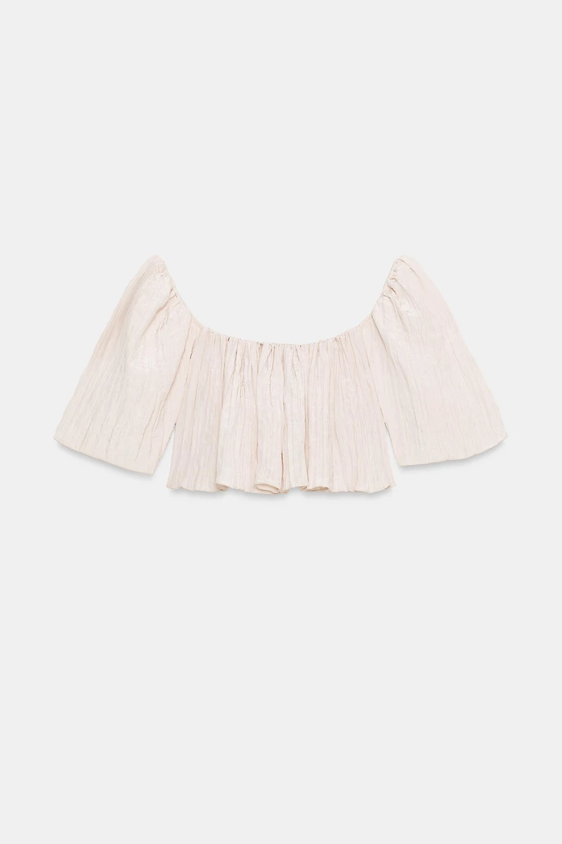 WRINKLED EFFECT CROP TOP