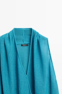 Linen blend crossover top