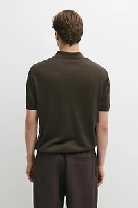 Wool blend zip-detail polo shirt