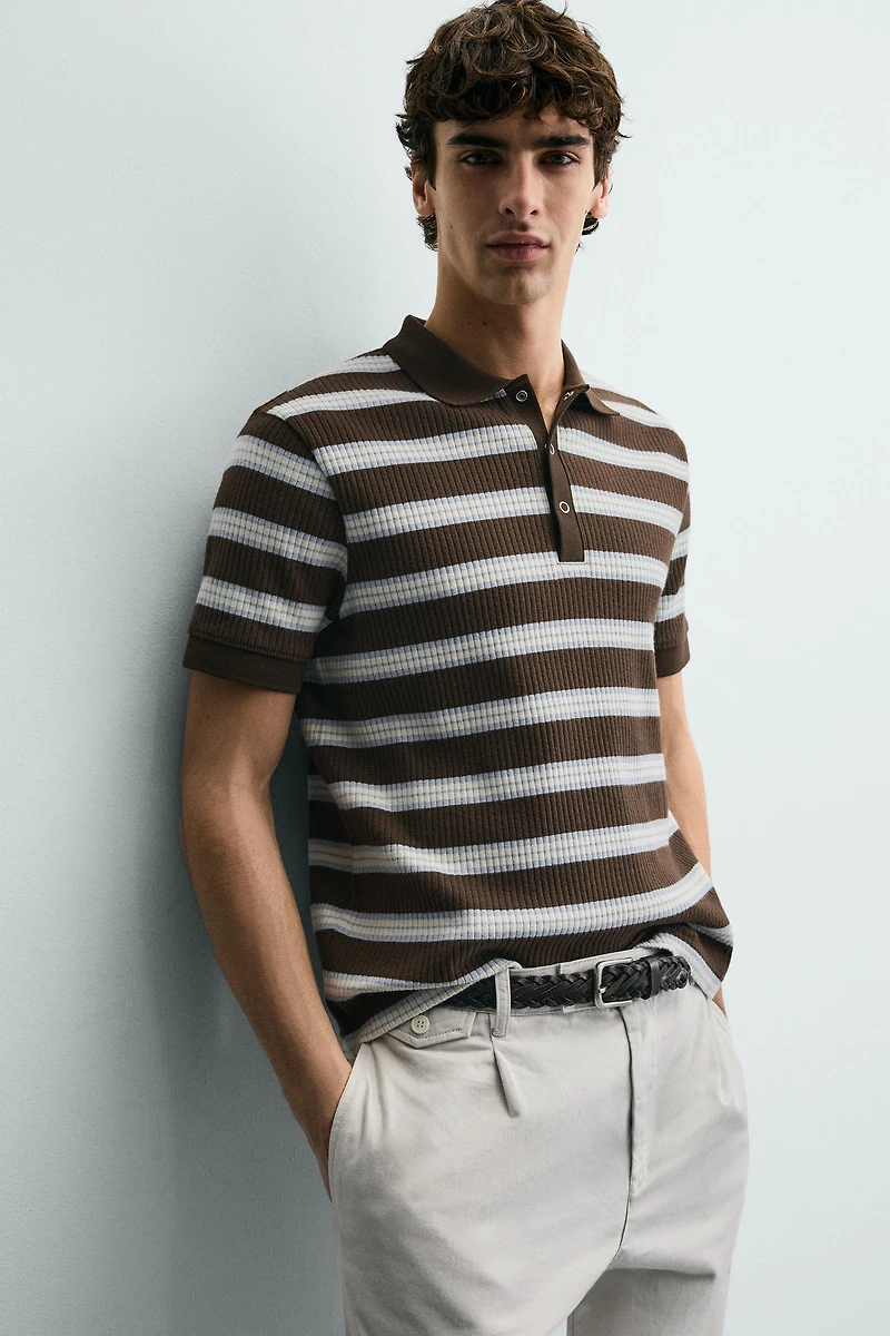 VERTICAL TEXTURED POLO SHIRT