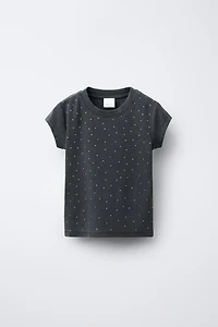 RHINESTONE WASHED EFFECT T-SHIRT