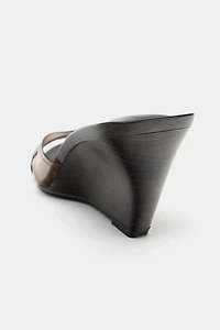 WEDGE SANDALS WITH VINYL EFFECT