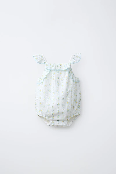 EYELET FLORAL EMBROIDERED ROMPER