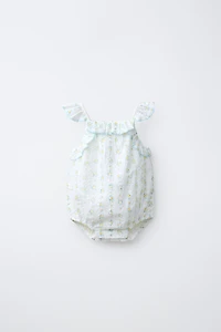 EYELET FLORAL EMBROIDERED ROMPER