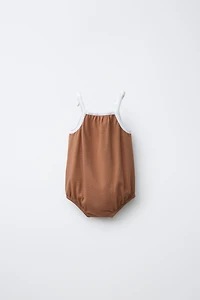 CONTRAST PIPING ROMPER