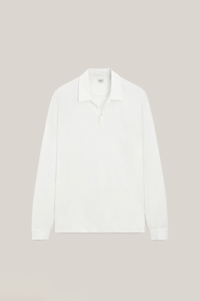 100% linen long sleeve polo shirt