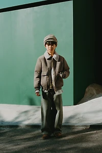 BLOUSON BOMBER DOUBLE FACE EFFET MOUTON