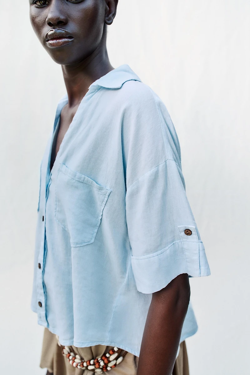 CHEMISE COURTE AVEC LIN