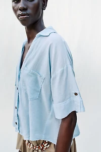 CHEMISE COURTE AVEC LIN