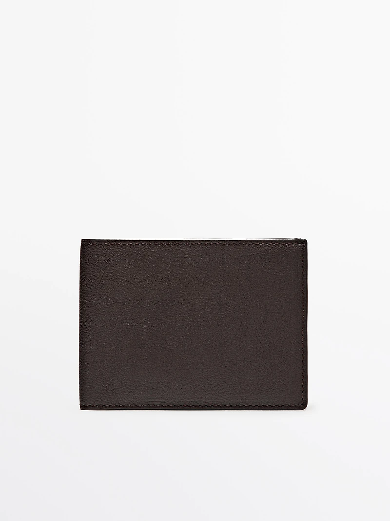 Portefeuille format paysage en cuir nappa