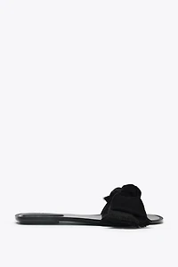SPLIT LEATHER BOW SANDALS