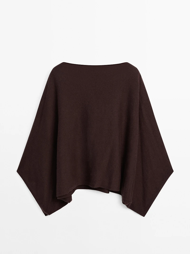 100% cashmere short knit cape