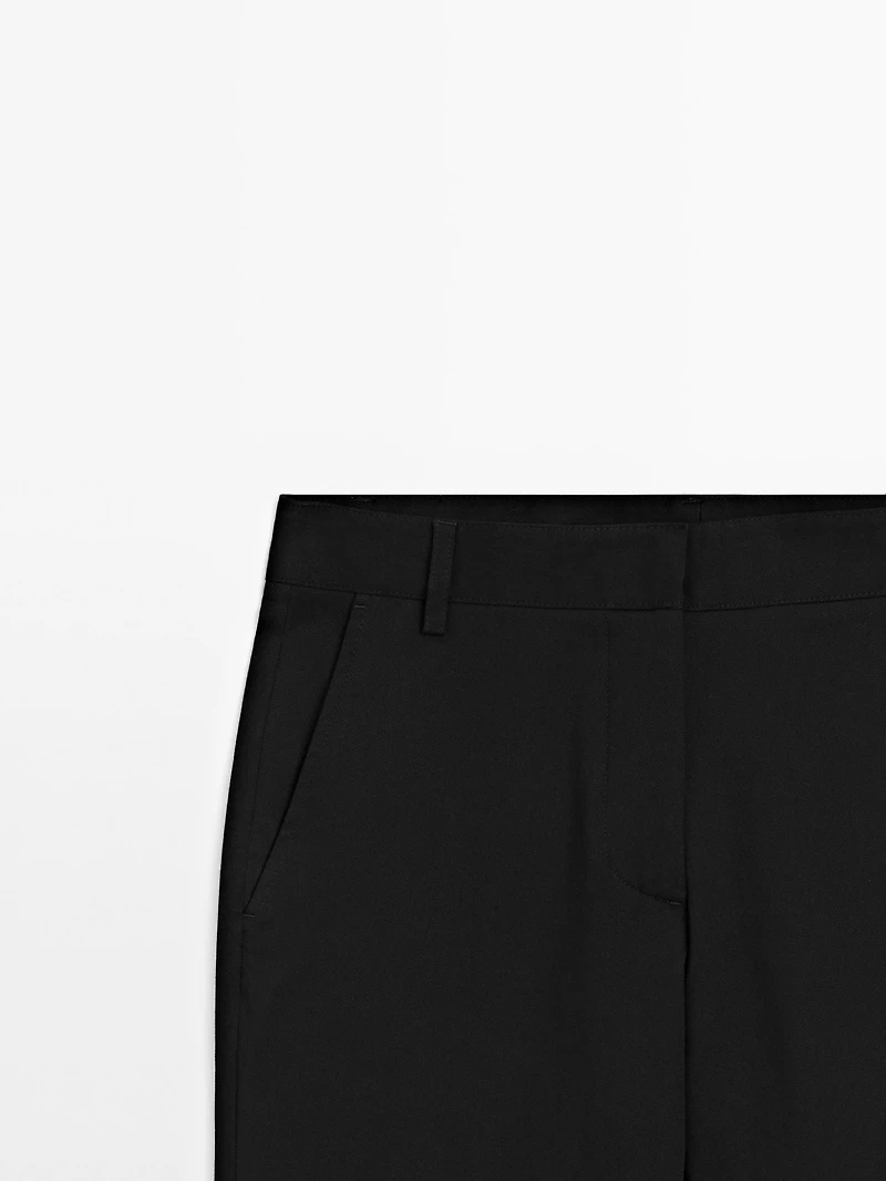 Straight-leg cotton blend trousers