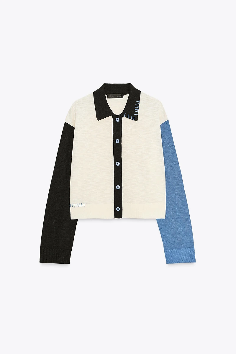 GILET EN MAILLE CONTRASTANT