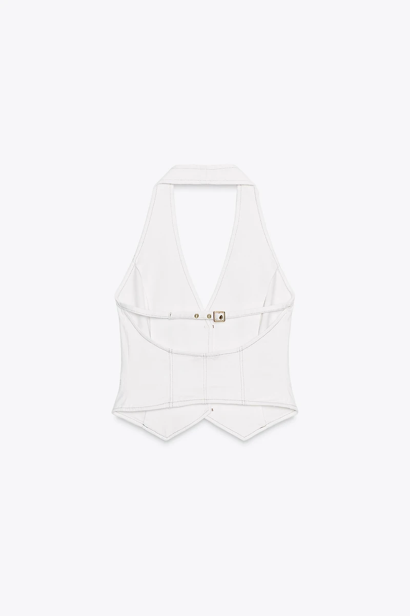 TOP Z1975 COURT EN JEAN HALTER