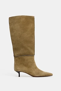 SPLIT LEATHER TOPSTITCHING BOOTS
