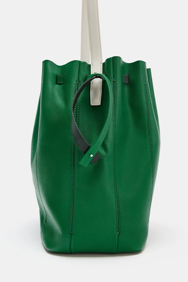 LARGE COLORBLOCK LEATHER BAG