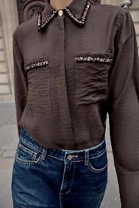 TEXTURED PIPED SHIRT