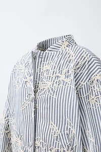 STRIPED EMBROIDERED BOMBER JACKET