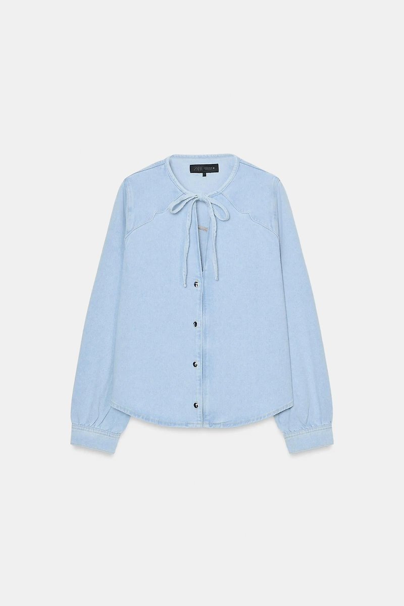 CHEMISE Z1975 EN DENIM AVEC NŒUD