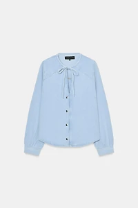 CHEMISE Z1975 EN DENIM AVEC NŒUD