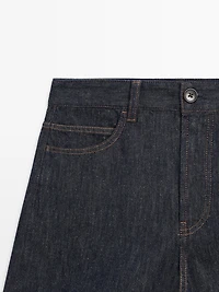Total look mid-rise denim Bermuda shorts