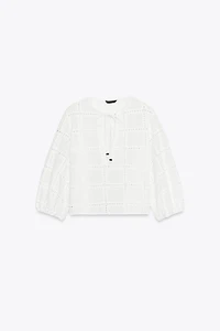 EMBROIDERED EYELET SHORT BLOUSE