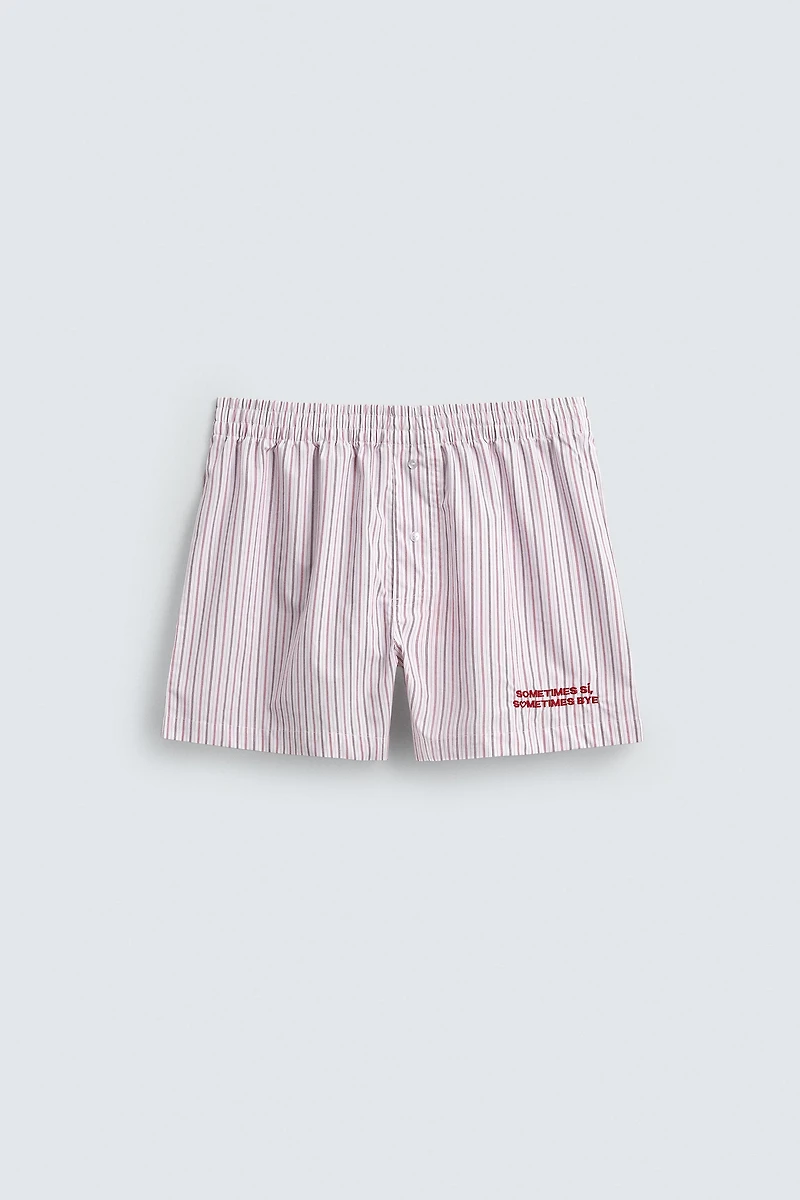 EMBROIDERED TEXT POPLIN BOXERS