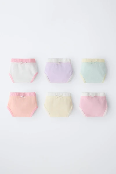1 1/2-6 YEARS / SIX-PACK OF CONTRAST UNDERWEAR