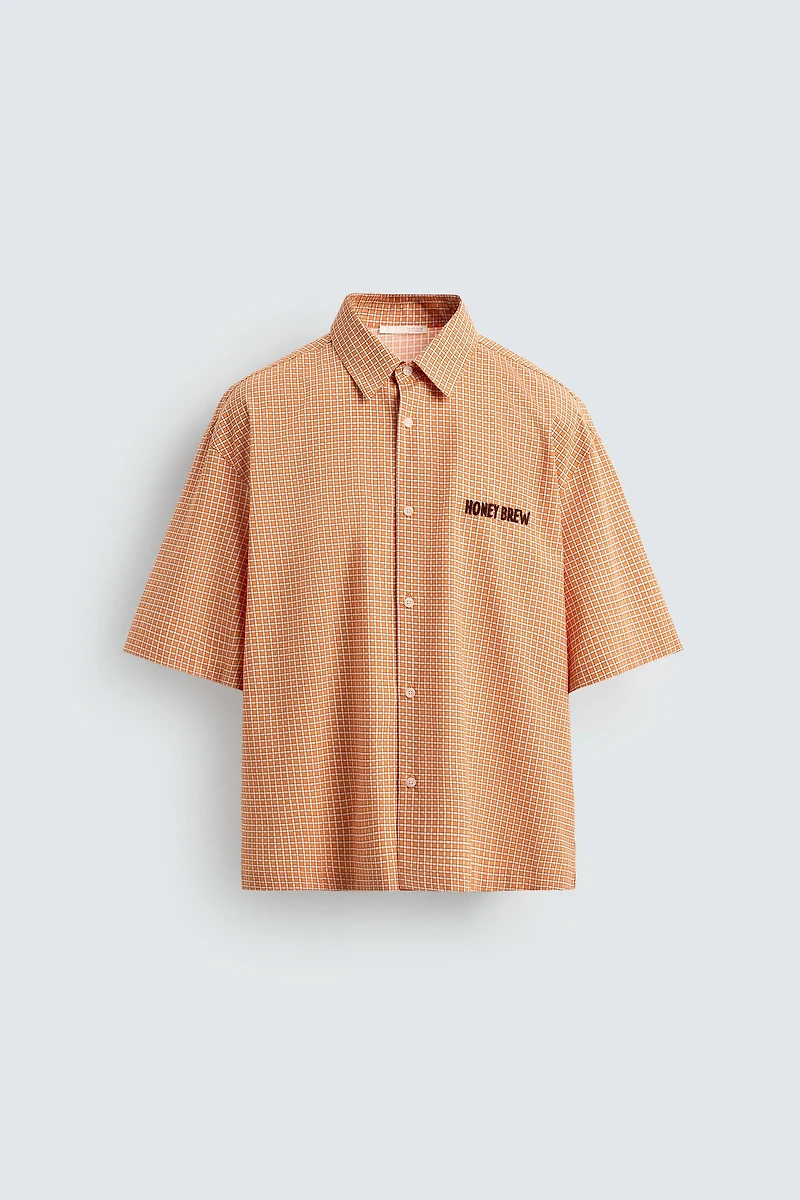 CONTRASTING EMBROIDERED PLAID SHIRT
