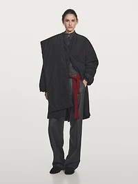 Long water-repellent padded coat with scarf detail