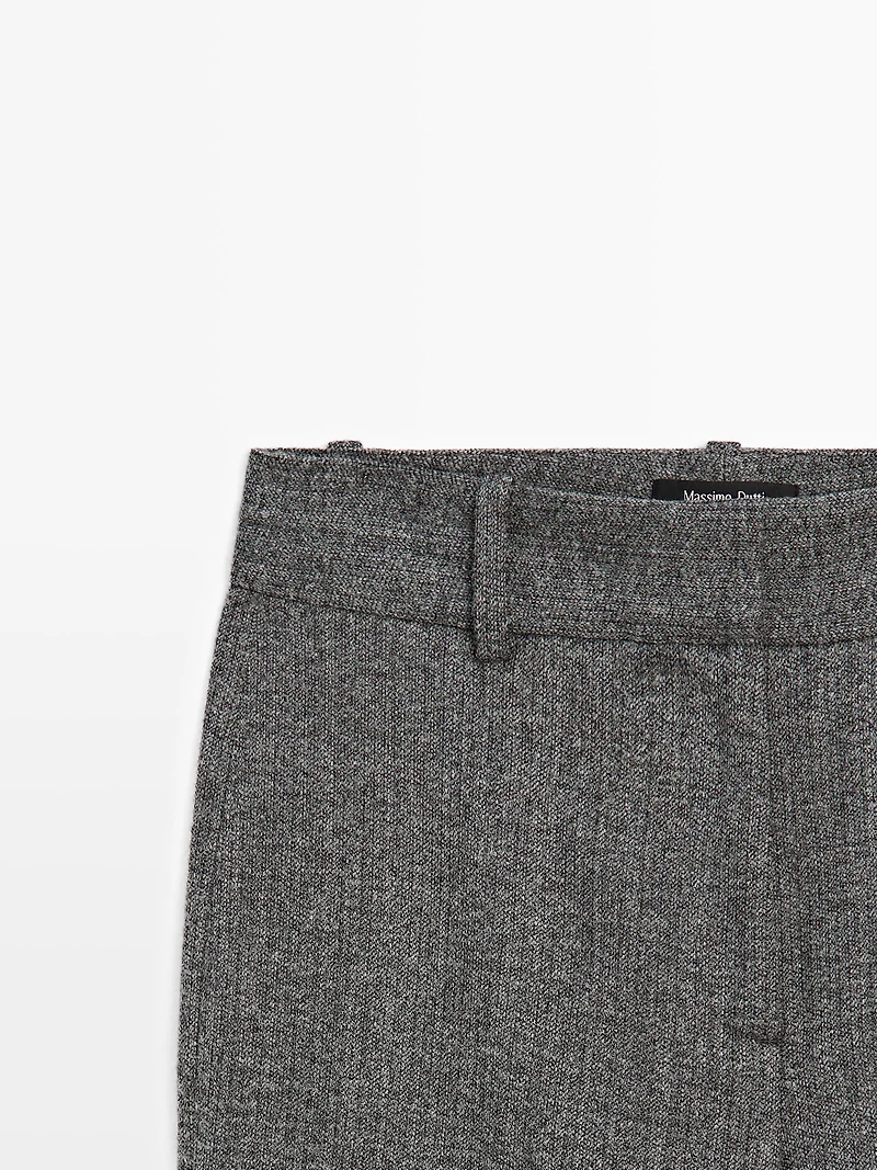 Flecked wool blend suit trousers