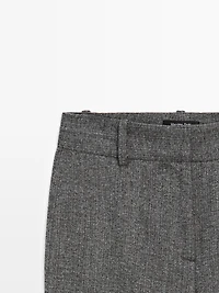 Flecked wool blend suit trousers